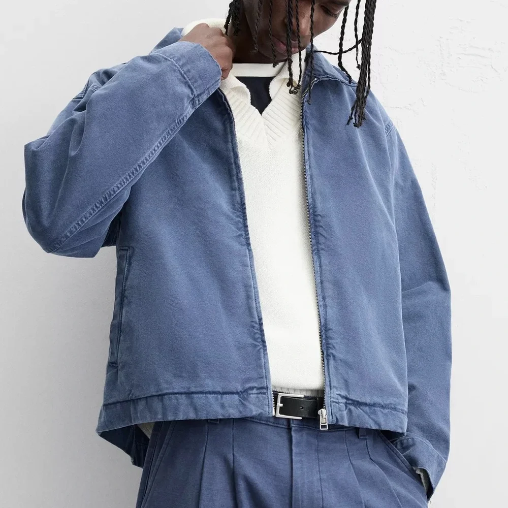 Zara Men Washed Canvas Blue Jacket NWT_5